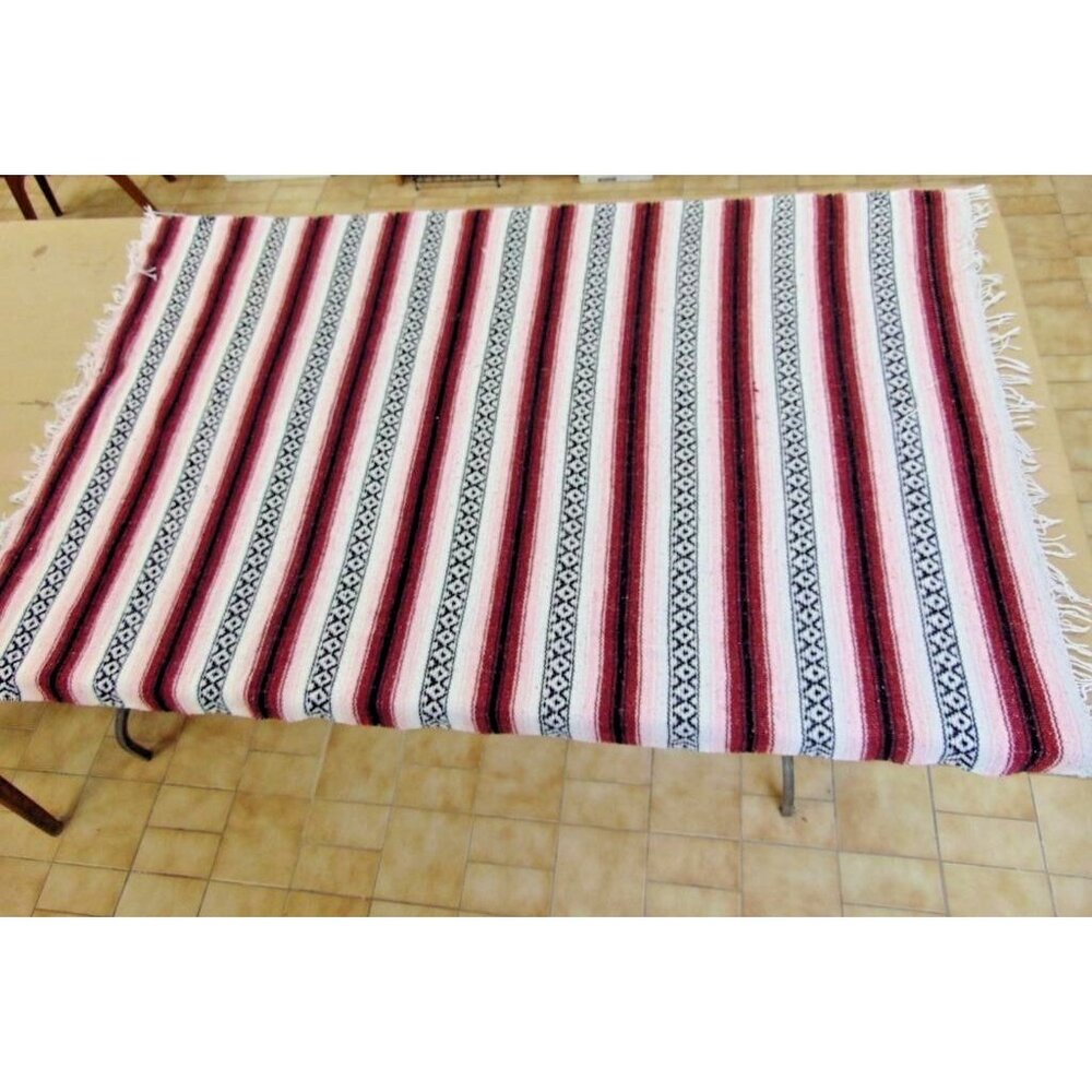 Navajo Style Woven Wool Throw/Blanket 72" x 48"
